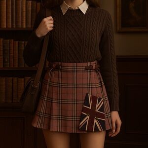 Ask pink tartan plaid mini skirt size 26/S